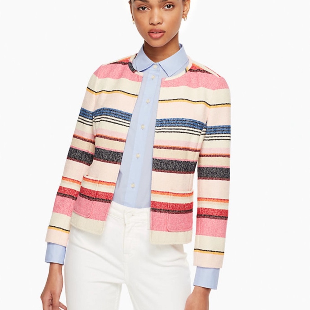 kate spade Pink Multi-Stripe Crewneck Cardigan